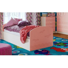 Детская кровать Юниор-2 80, матовый Розовый, Дуб белёный